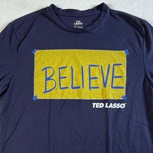 Ted Lasso T-Shirt Mens Small Believe Graphic Short Sleeve Navy Blue